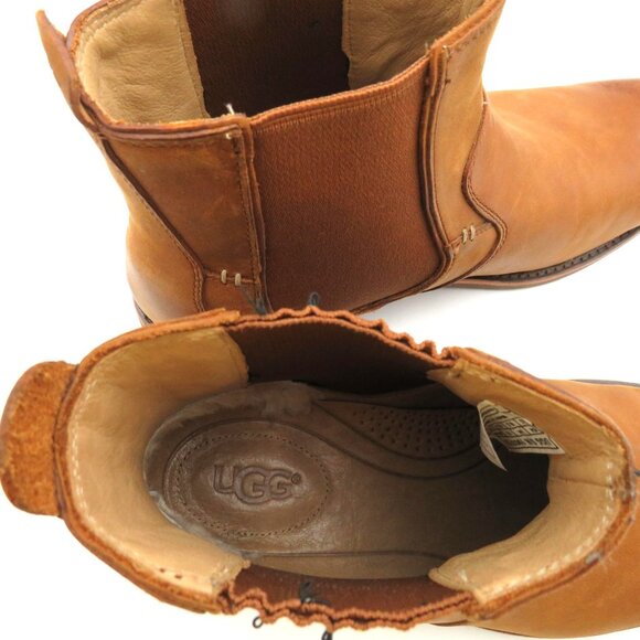 UGG Chelsea Boots Mens Size 9.5 Chestnut Leather Ankle Pull On Gore 1003752 - Picture 10 of 13